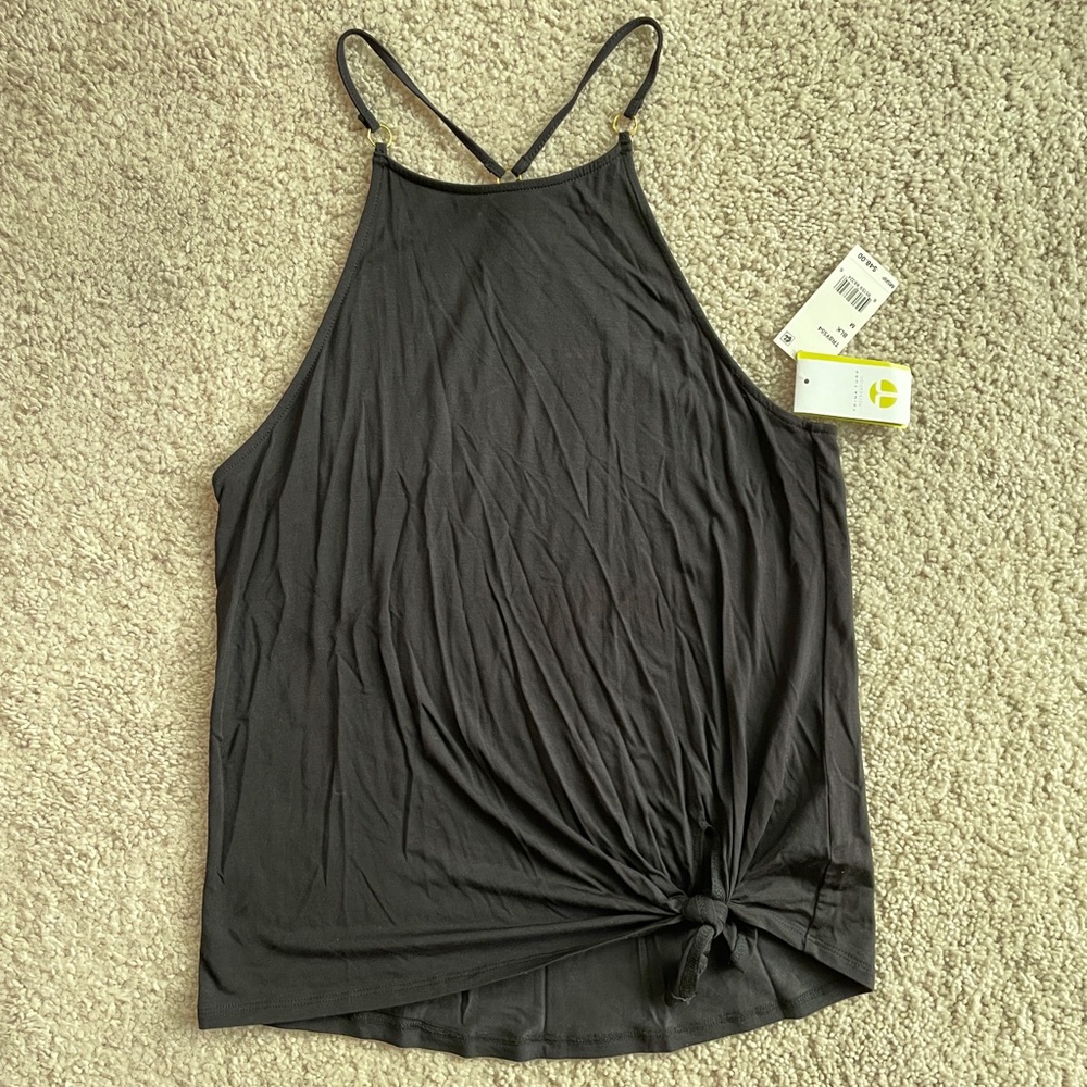 Trina Turk Black Front Knot Recreation Spaghetti Strap Top Size Large (Medium)